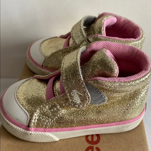 See Kai Run Gold and Pink Kids Sneakers - Picture 2 of 6